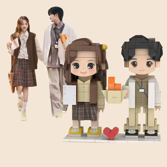 Custom Building Block Two-Person Figure – A Gift for Couples, Best Friends & Twins
