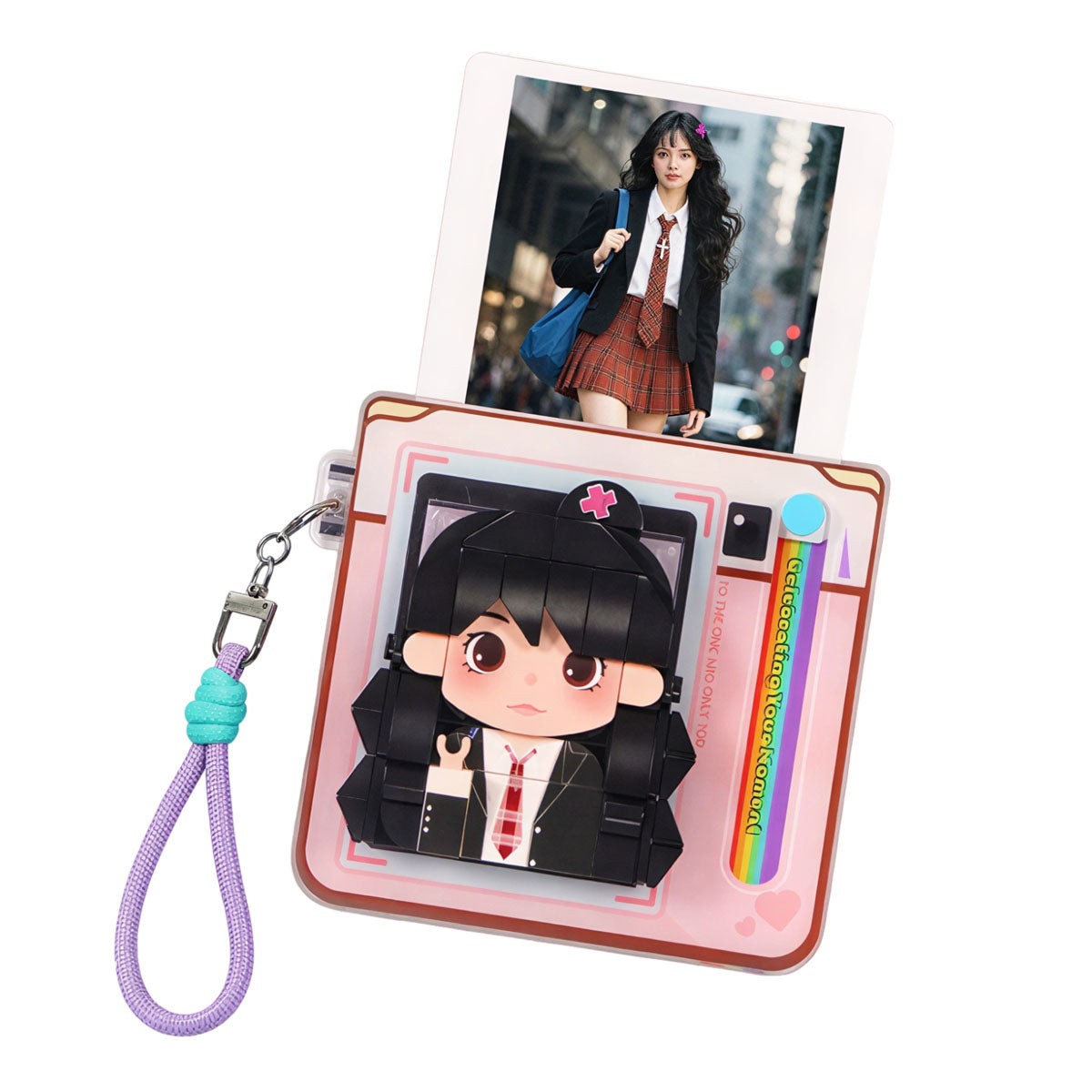 Custom building block figure fridge magnet from photo – personalized gift idea