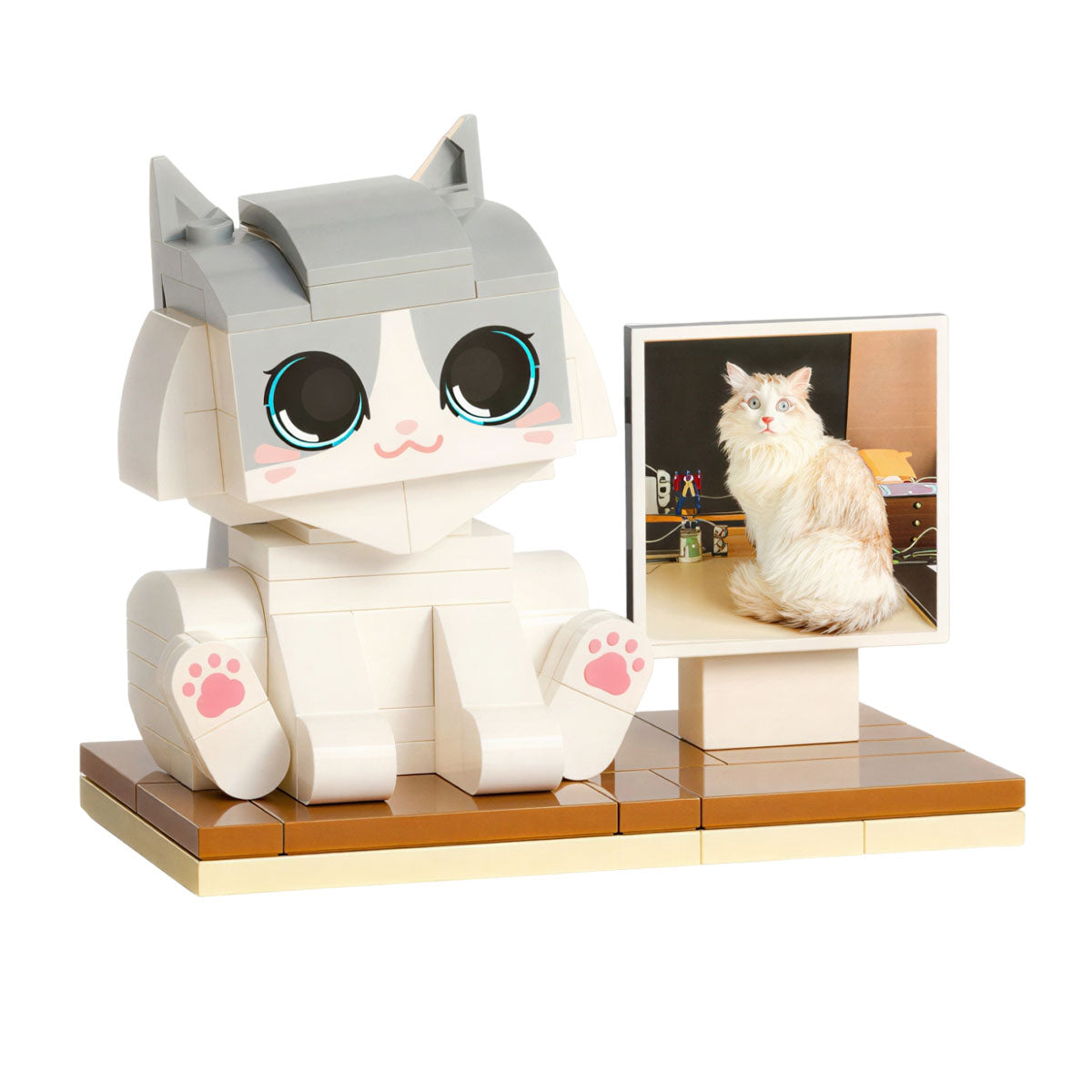Custom cat building block figurine made from photo – personalized pet gift for cat lovers