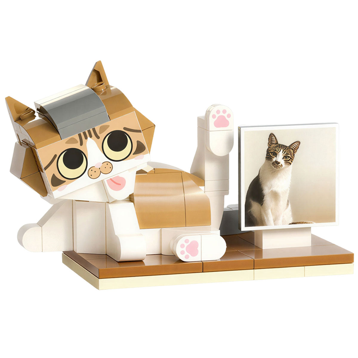 Custom cat figurine from photo displayed as keepsake – personalized pet memorial gift