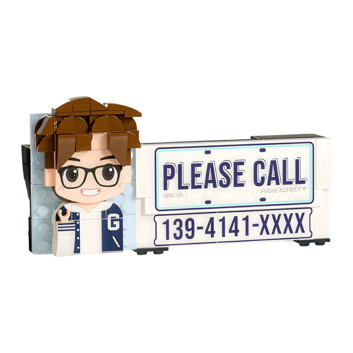 Personalized photo building block parking sign figurine - custom gift for car lovers
