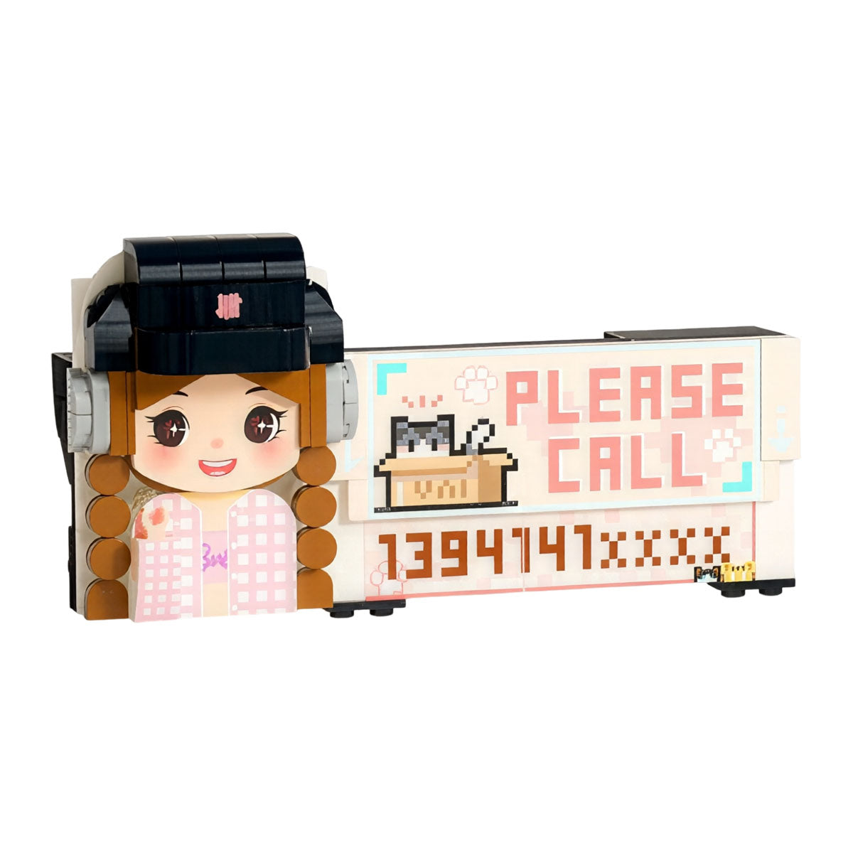 Custom building block parking sign figurine with photo - unique personalized keepsake gift